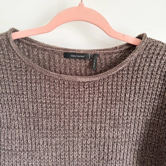 Daisy Fuentes Brown Kangaroo Pocket Scoop Neck Pullover Sweater Lagenlook Small - Picture 9 of 11